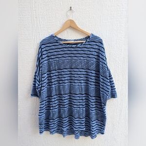 Tianello Blue Black Chili Tunic Top Shirt Boho Hippie Oversized Women's XS